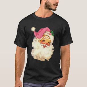 T-shirt Funky Vintage Pink Santa Claus Pink Christmas Desi