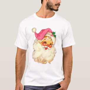 T-shirt Funky Vintage Pink Santa Claus Pink Christmas Desi
