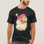 T-shirt Funky Vintage Pink Santa Claus Pink Christmas Desi<br><div class="desc">Funky Vintage Pink Santa Claus Pink Design de Noël</div>