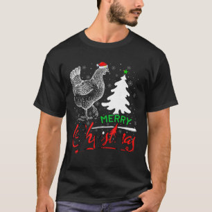 T-shirt Funky Xmas Tree Père Noël Poulet Joyeux Noël
