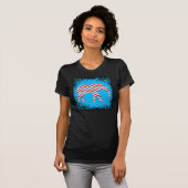 T-shirt Funky Zigzag Chevron Elephant sur bleu Turquoise (Devant entier)