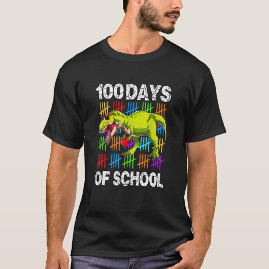 T-shirt Funny 100 Days Of School 100th Day Of School Dino (Devant)