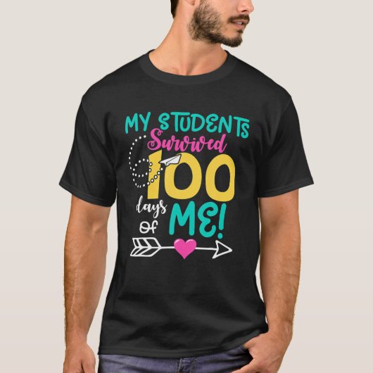 T-shirt Funny 100E Jour D'École Mon Étudiant A Survécu 100 (Devant)