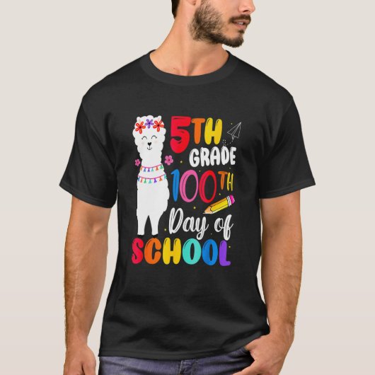 T-shirt Funny 100th Day Of School No Prob Llama Happy 100t (Devant)