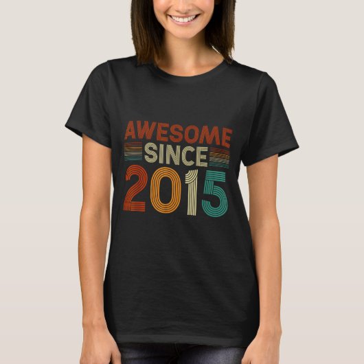 T-shirt Funny 10 Year Old Awesome Since 2015 Birthday Son (Devant)