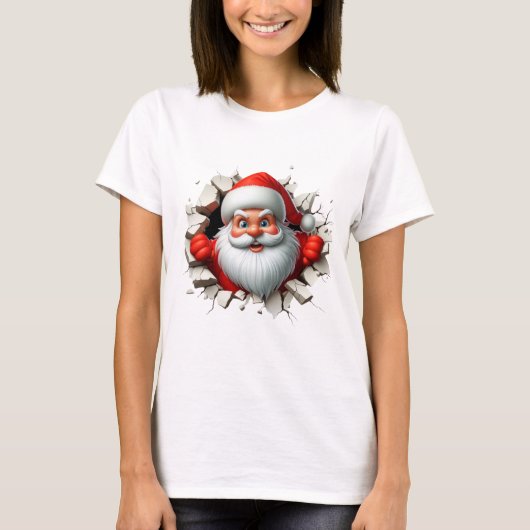T-shirt Funny 3D Santa Claus Christmas Holiday Design (Devant)