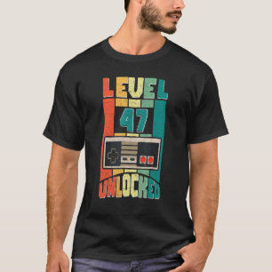 T-shirt Funny 47th Gamer Boy Dit Vintage Niveau 47 Unloc
