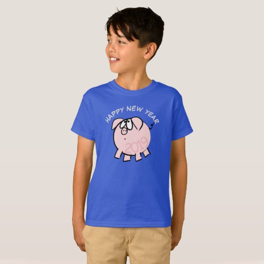T-shirt Funny 4 Dessin Illustration Cochon Année 2019 Enfa (Devant entier)