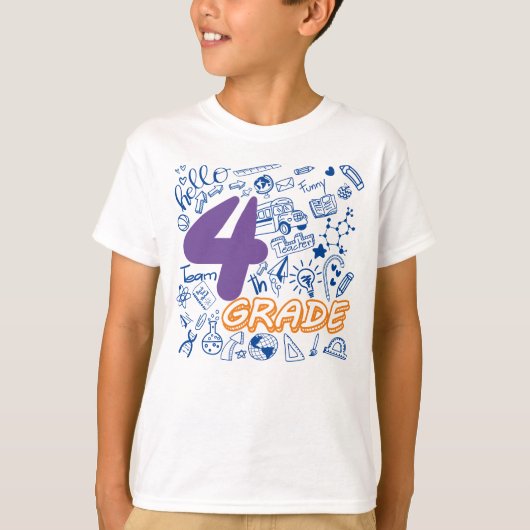 T-shirt Funny 4e année Retour à l'école Enfants et enseign (Devant)