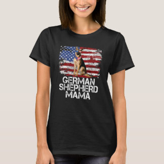 T-shirt Funny 4th July German Shepherd Mama American Flag