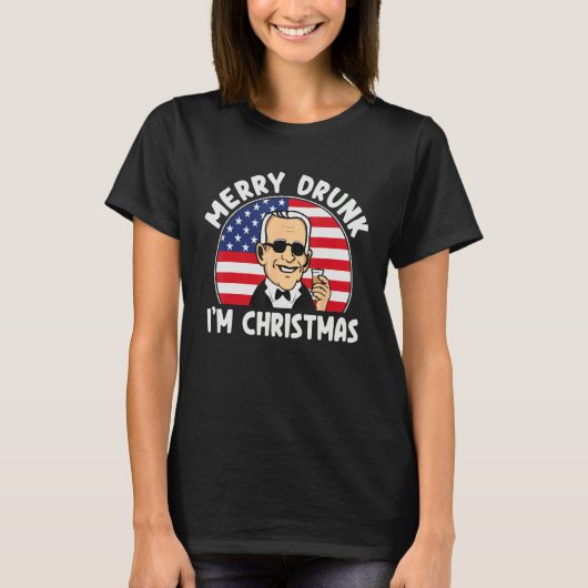 T-shirt Funny 4th of July Merry Drunk I'm Christmas Men & (Devant)
