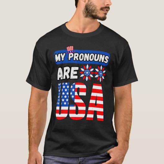 T-shirt Funny 4th of july my pronouns are USA (Devant)