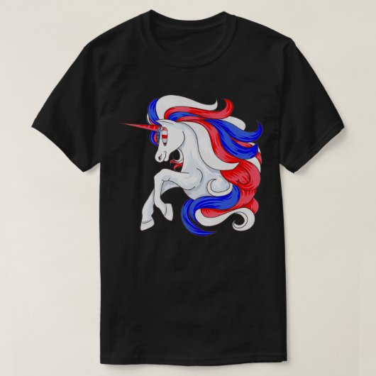 T-shirt Funny 4th Of July Unicorn American Flag Patriotic (Design devant)