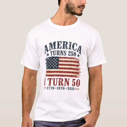 T-shirt Funny 50th Birthday Patriotic America Turns 250 I (Devant)