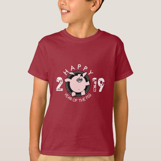 T-shirt Funny 5 Cartoon Pig Year custom 2019 Kids Tee (Devant)