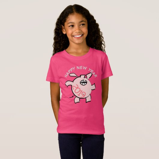T-Shirt Funny 5 Dessin Illustration Cochon Année 2019 Fill (Devant entier)
