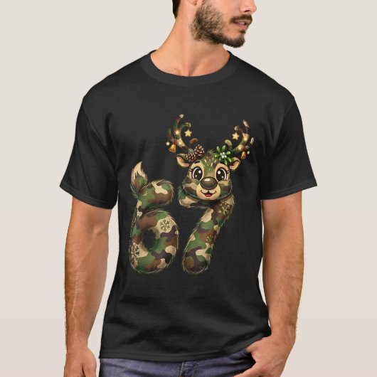 T-shirt Funny 67 Christmas Holiday Camo Hunting Reindeer D (Devant)