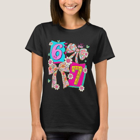 T-shirt Funny 67 Coquette Bow Design For Girly Aesthetic L (Devant)