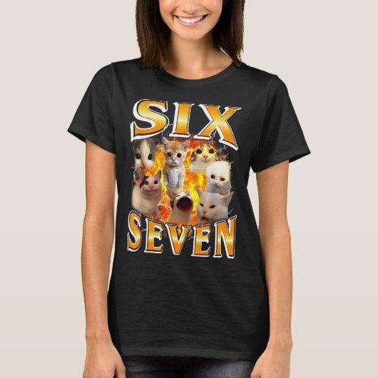 T-shirt Funny 67 Meme Six Seven Cat Meme Funny Bootleg Gra (Devant)