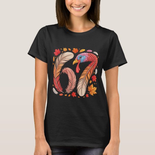 T-shirt Funny 67 Meme Thanksgiving Six Seven Turkey  (Devant)