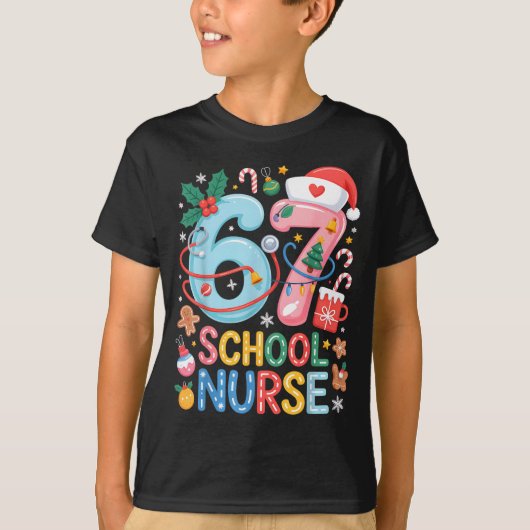 T-shirt Funny 67 School Nurse Christmas Xmas Meme Holiday  (Devant)