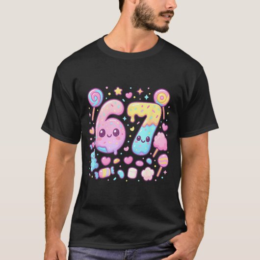 T-shirt Funny 67 Six Seven Candy 6 7 Meme Gen Alpha Kawaii (Devant)