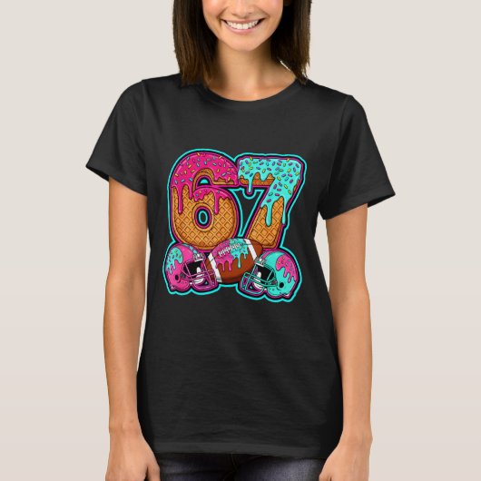 T-shirt Funny 67 Six Seven Meme American Football Number # (Devant)