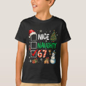 T-shirt Funny 6-7 Meme Nice Naughty 67 Christmas Brain Rot (Devant)