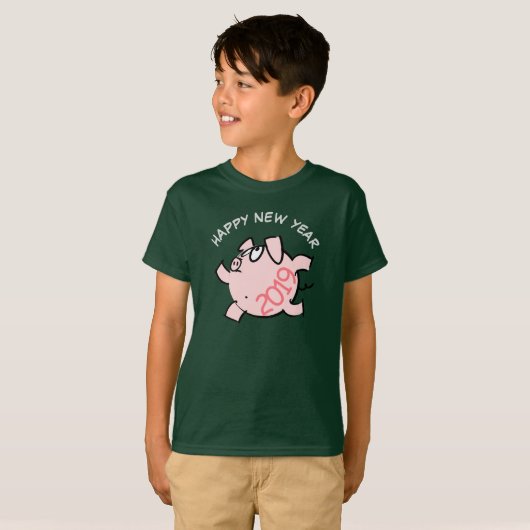 T-shirt Funny 6 Dessin Illustration Cochon Année 2019 Enfa (Devant entier)