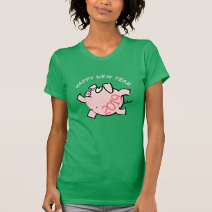 T-shirt Funny 6 Dessin Illustration Pig Année 2019 Femme