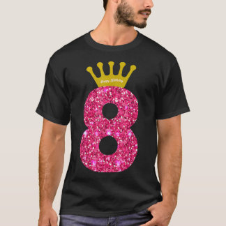 T-shirt Funny 8ème Fête Numéro 8 Année Filles 8ème Fille