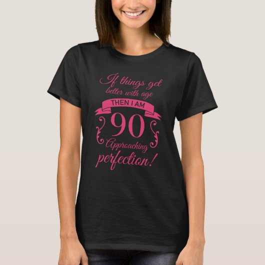T-shirt Funny 90e anniversaire 'Perfection' (Devant)