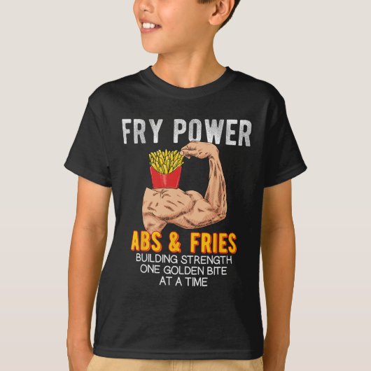 T-shirt Funny Abs Exercice Fries Français Muscle Building  (Devant)