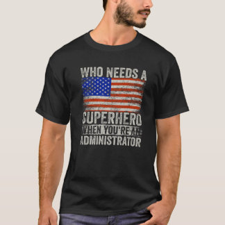 T-shirt Funny Administrateur Superhero Vintage Tee Pour Ho
