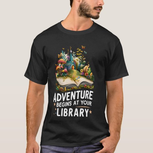T-shirt Funny Adventure commence à votre bibliothèque Lect (Devant)