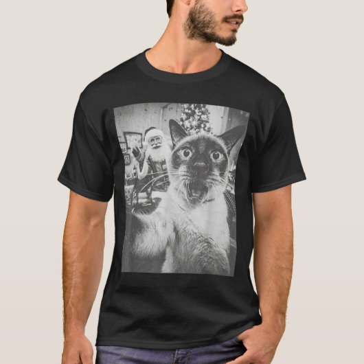 T-shirt Funny Ai Siamese Cat Selfie With Santa Claus Chris (Devant)