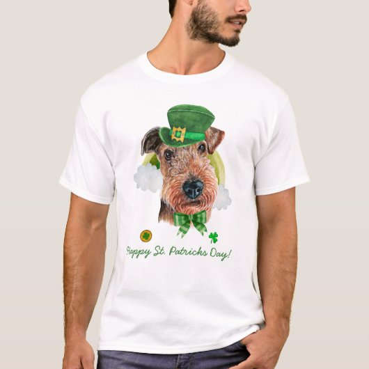 T-shirt Funny Airedale Terrier Gold St. Patricks Day (Devant)