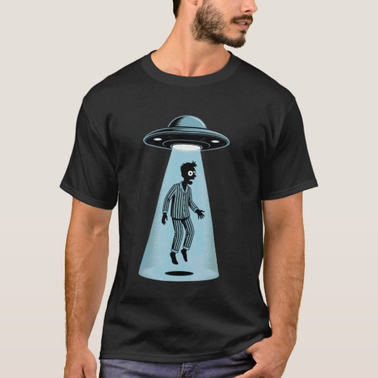 T-shirt Funny Alien Abduction Silhouette UFO Humor Tee Sci (Devant)