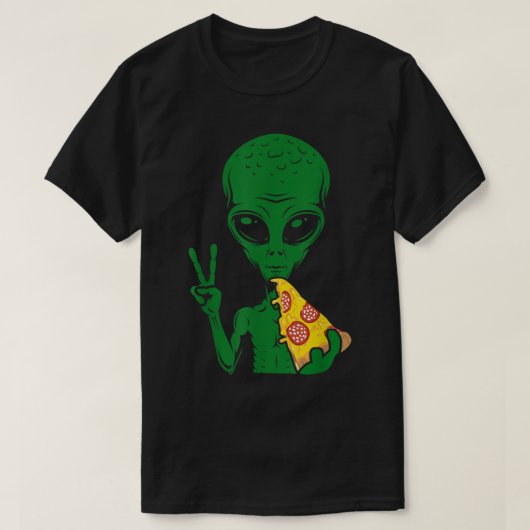T-shirt Funny Alien Eating Pizza Design (Design devant)