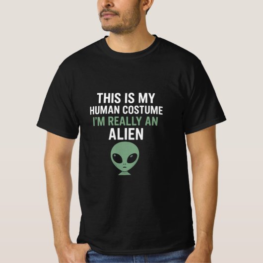 T-shirt Funny Alien Human Costume Tee (Devant)