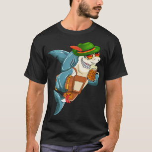 T-shirt Funny Allemagne Lederhosen Shark Beer Drinker Okto
