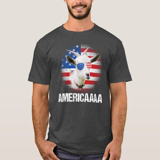T-shirt Funny Americaaa Chèvre USA Drapeau Lunettes de sol (Devant)