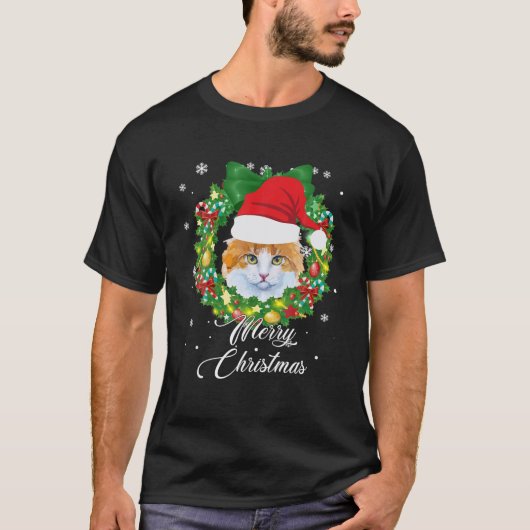 T-shirt Funny American Curl Cat Snow Christmas Xmas Tree D (Devant)