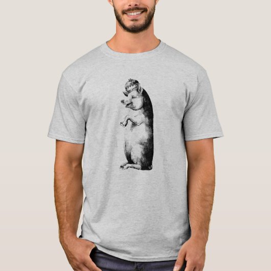 T-shirt Funny Antique Crowne Pig (Devant)
