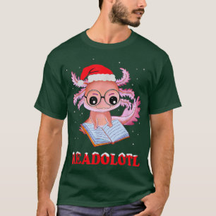 T-shirt Funny Aolotl Père Noël Xmas Readolotl Livre de liv