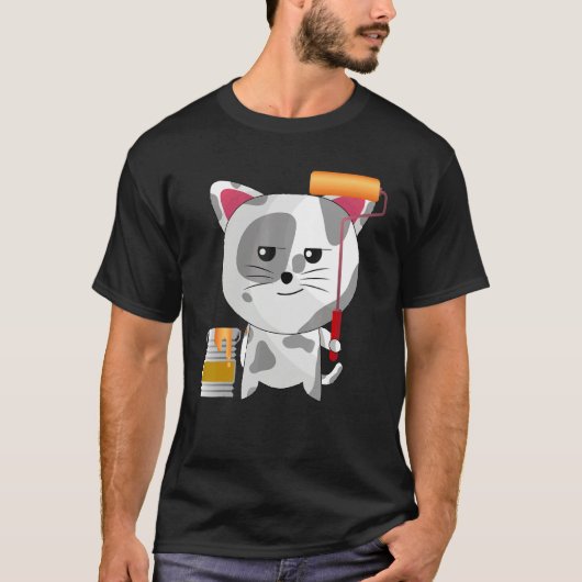 T-shirt Funny Artist Cat Painting Professional For Painter (Devant)