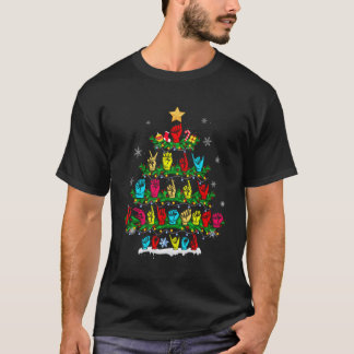 T-shirt Funny Asl Tree Sign Language Xmas Fierté Sourde Ca