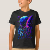 T-shirt Funny Astronaut And Squid In Underwater Space With (Devant)