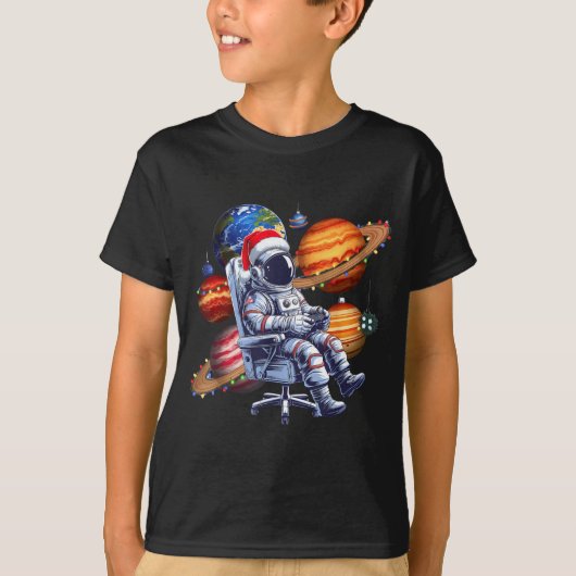 T-shirt Funny Astronaut Christmas Space Lights Santa Hat P (Devant)