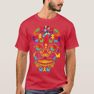 T-shirt Funny Autistic Skull Heart Puzzle Sensibilisation
